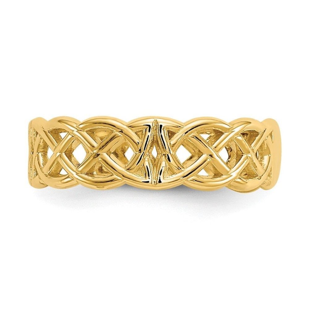 14k Yellow Gold Solid Toe Ring Celtic Adjustable - image 3
